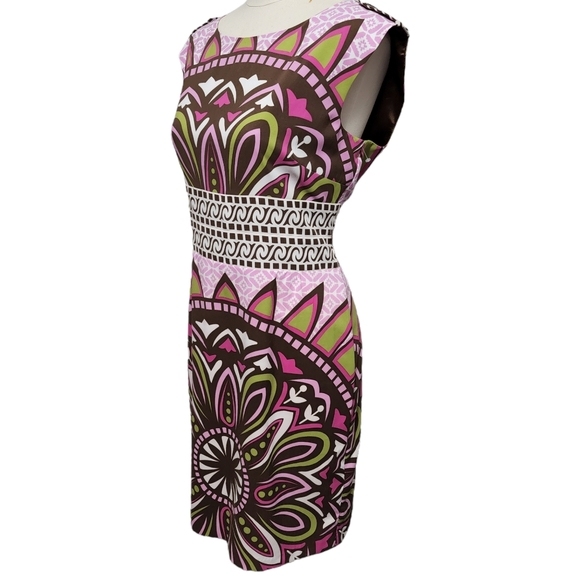 Nicole by Nicole Miller Abstract Medallion Patchwork Sheath Dress Size 10 - Picture 6 of 14